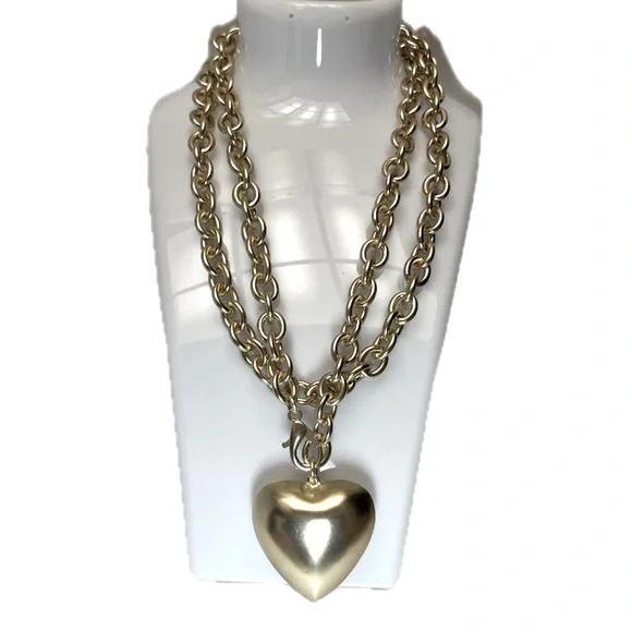 NWT ⚜️💛⚜️ Piper K Gorgeous Golden Tone Heart Pendant Convertible Necklace - Picture 5 of 15